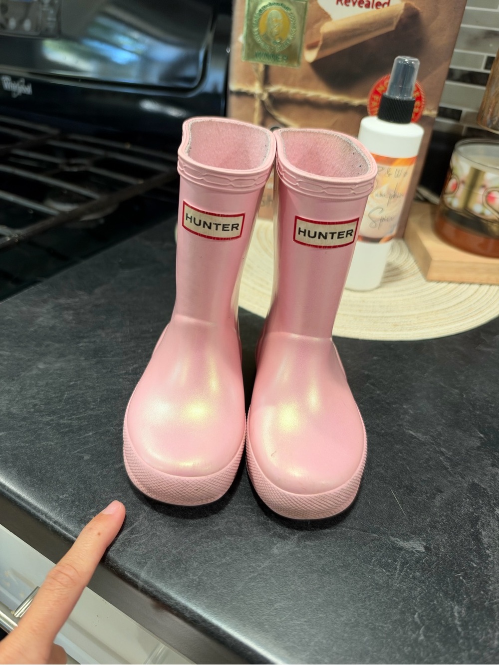 Hunter Kids Pink Shimmer Rain Boots